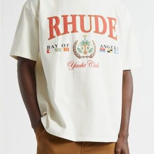 Rhude Cream Short Sleeve Tee with Nautical Graphic Print